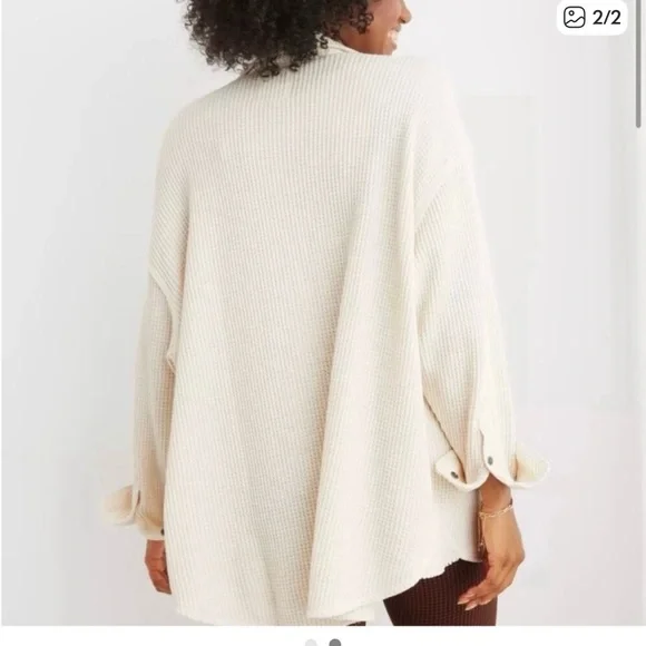 Aerie LumberJane Waffle Shirt cream medium - Picture 2 of 13